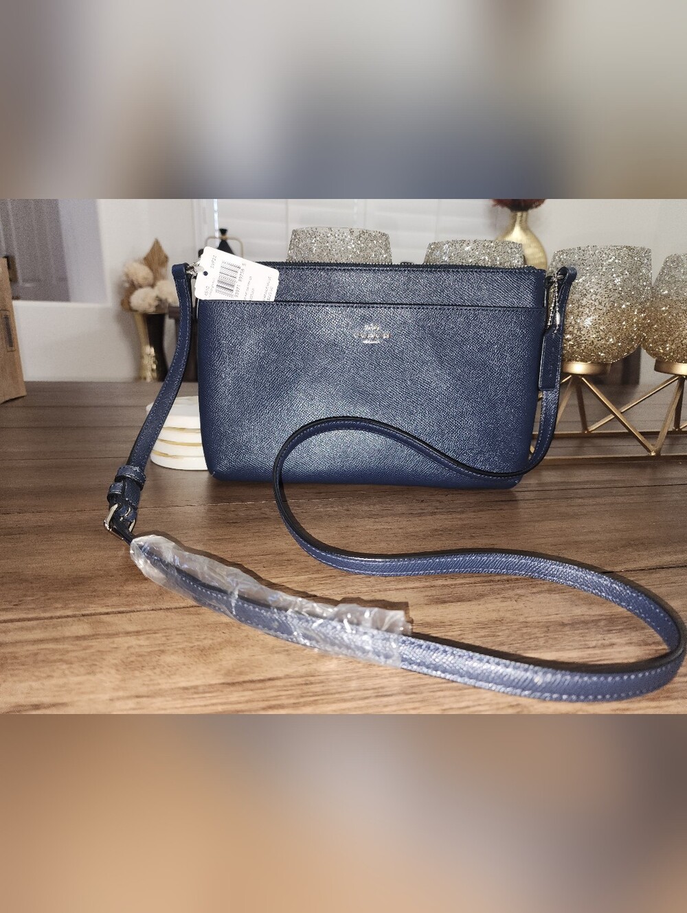 Coach Navy Crossbody- Signature Leather - Picture 4 of 10